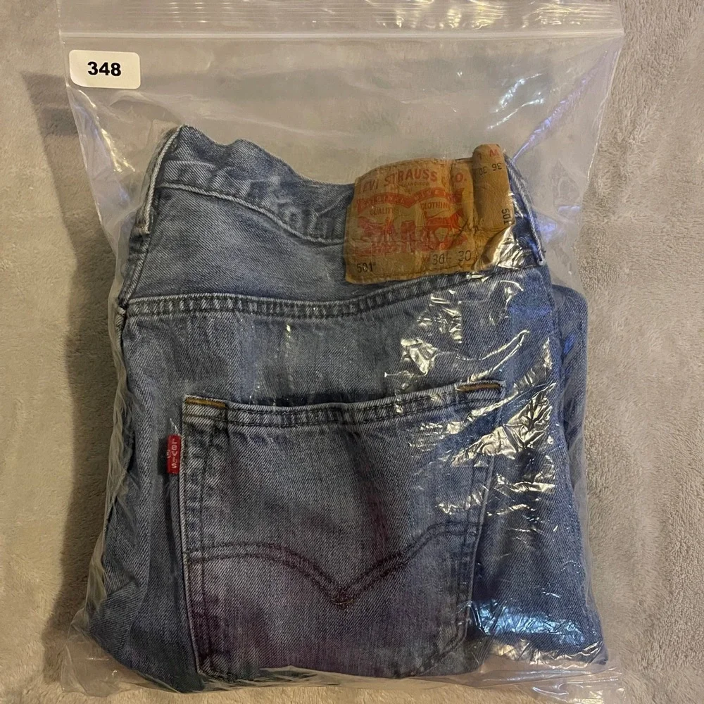 Levi's 501 Jeans Mens 36x30 Light‎ Wash Button Fly Denim Blue Streetwear (34x29)